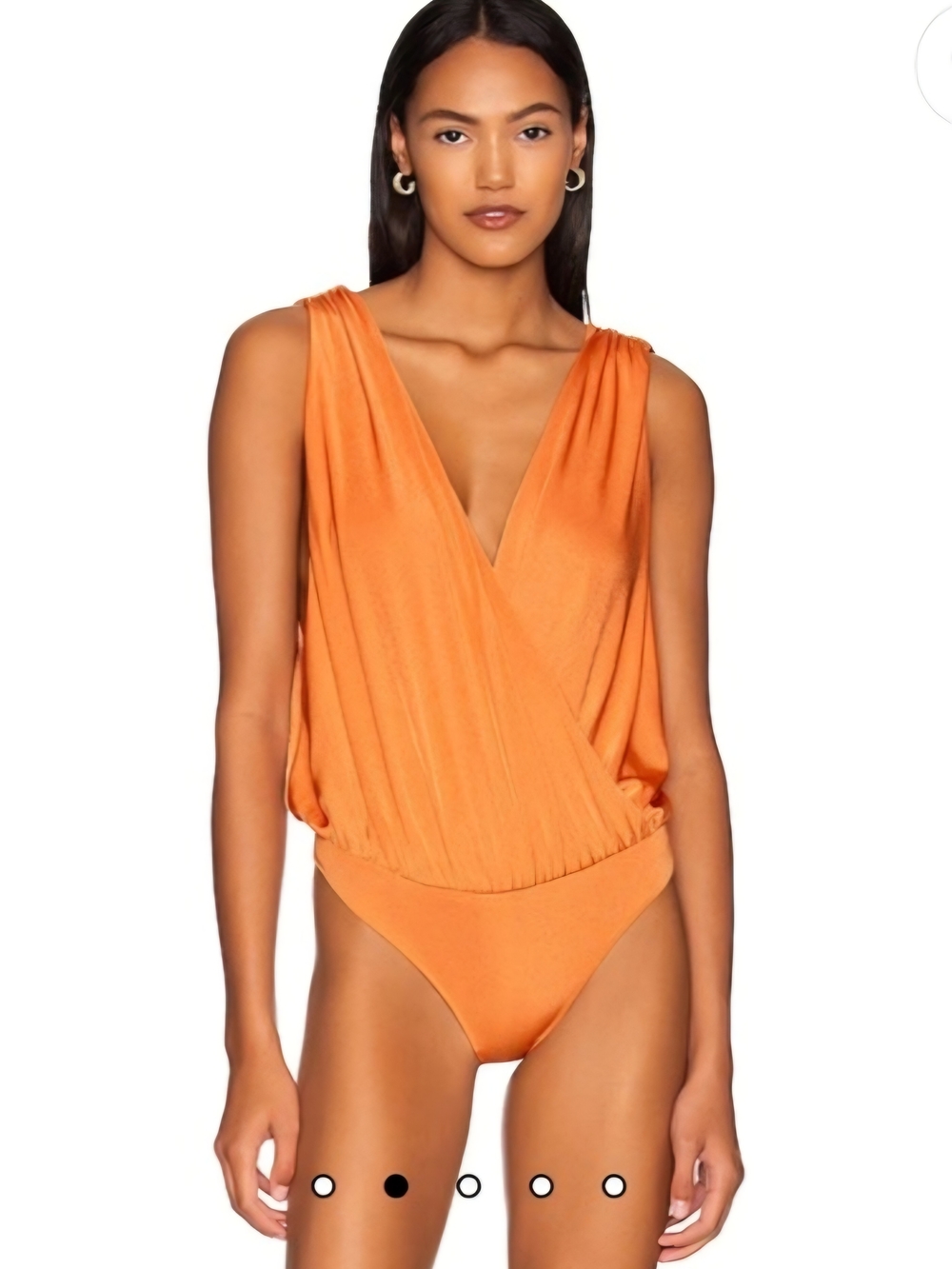 We The Free Orange Draped V-Neck Bandeau Bodysuit